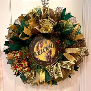 Christmas “WELCOME” wreath, Christmas door wreath, Holiday wreath 26” very luxe